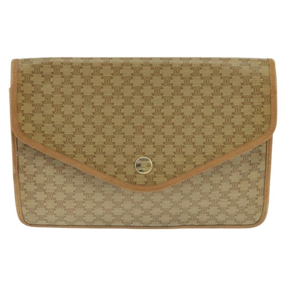 CELINE Macadam Canvas Clutch Bag Beige Gold Auth bs19498 - Picture 13 of 16